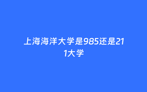 上海海洋大学是985还是211大学