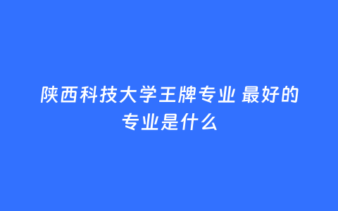 陕西科技大学王牌专业 最好的专业是什么