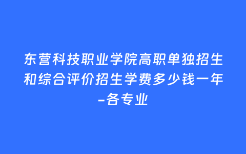 东营科技职业学院高职单独招生和综合评价招生学费多少钱一年-各专业