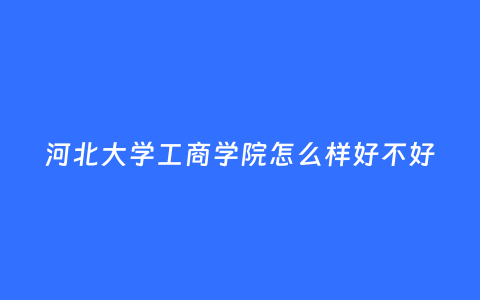 河北大学工商学院怎么样好不好