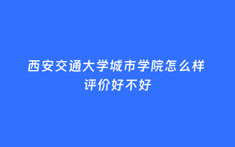 西安交通大学城市学院怎么样 评价好不好