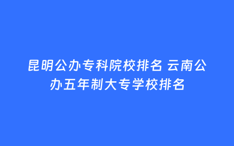 昆明公办专科院校排名 云南公办五年制大专学校排名