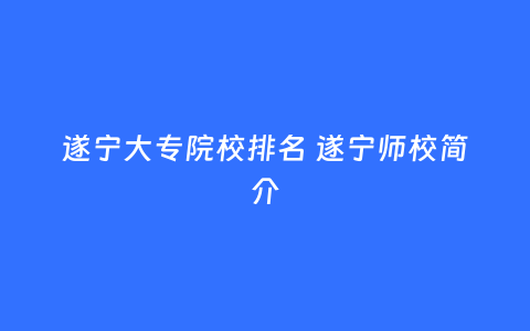 遂宁大专院校排名 遂宁师校简介